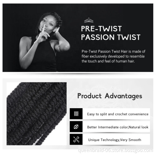 20 inch Pre-twisted Passion Twist Hair Ombre Crochet Hair Pre-looped Crochet Braids Synthetic Braiding Hair